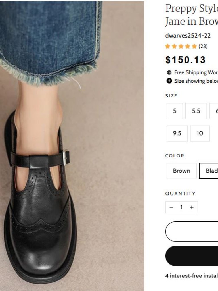 Dwarves Preppy Style Sheepskin T Strap Brogue Mary Jane Women Size 40 (9.5-10) — image 6 of 6